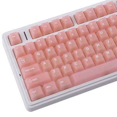 Clear Keycaps, Pink Custom Keycaps 75 Percent, 123 Keys Shine Through Transpa...