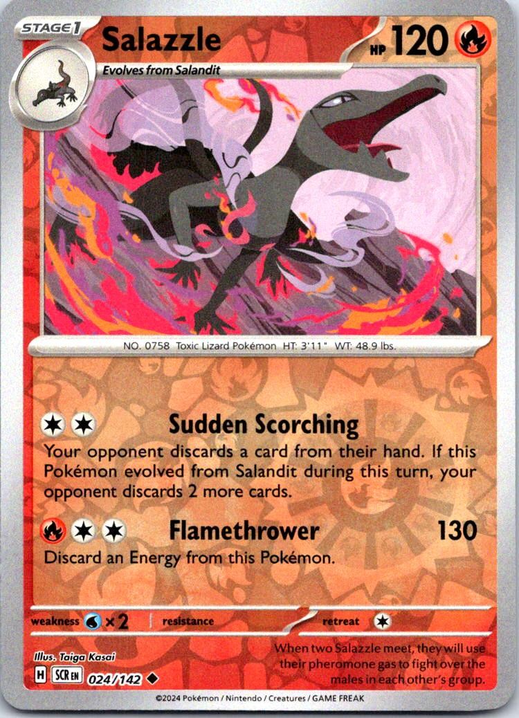 Salazzle 24/142 Uncommon Stellar Crown Pokemon Reverse Holo NM