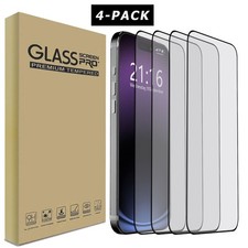 4-Pack For Apple iPhone Clear Case Friendly Tempered Glass Screen Protector Film