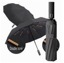 12 Bone Black Glue Fully Automatic Umbrella With Thick And Durable Keel Three Fo