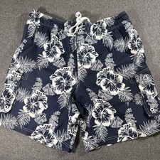 OP Men's Swim Trunks With Mesh Lining Bathing Suit Size Xl 40-42 Hibiscus Blue