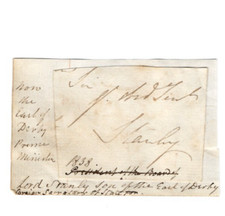 Edward Smith-Stanley, 14th Earl Derby Signed Clip /Autograph Prime Minister