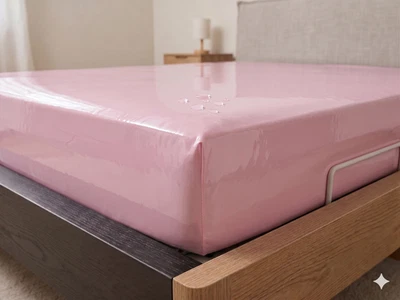 PVC Spannbettschutz Bettlaken Spielwiese Matratzenschoner Rosa Lack - Bild 1 von 2