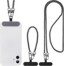 2 Pack Phone Chain Crossbody Phone Strap Lanyard Metal Neck Wrist Bracelet Chain