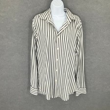 Camicia uomo ZARA bianca nera a righe con bottoni manica lunga regular fit taglia L