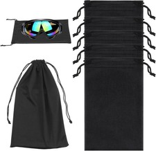 5Pcs Microfiber Drawstring Protection Pouch, Black Ski Goggle Bags Soft Storage