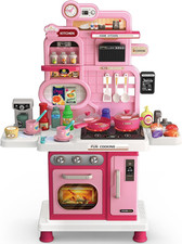 Play Kitchen Set, Kids Kitchen Playset with Realistic Sound  Light, Cooking Sto