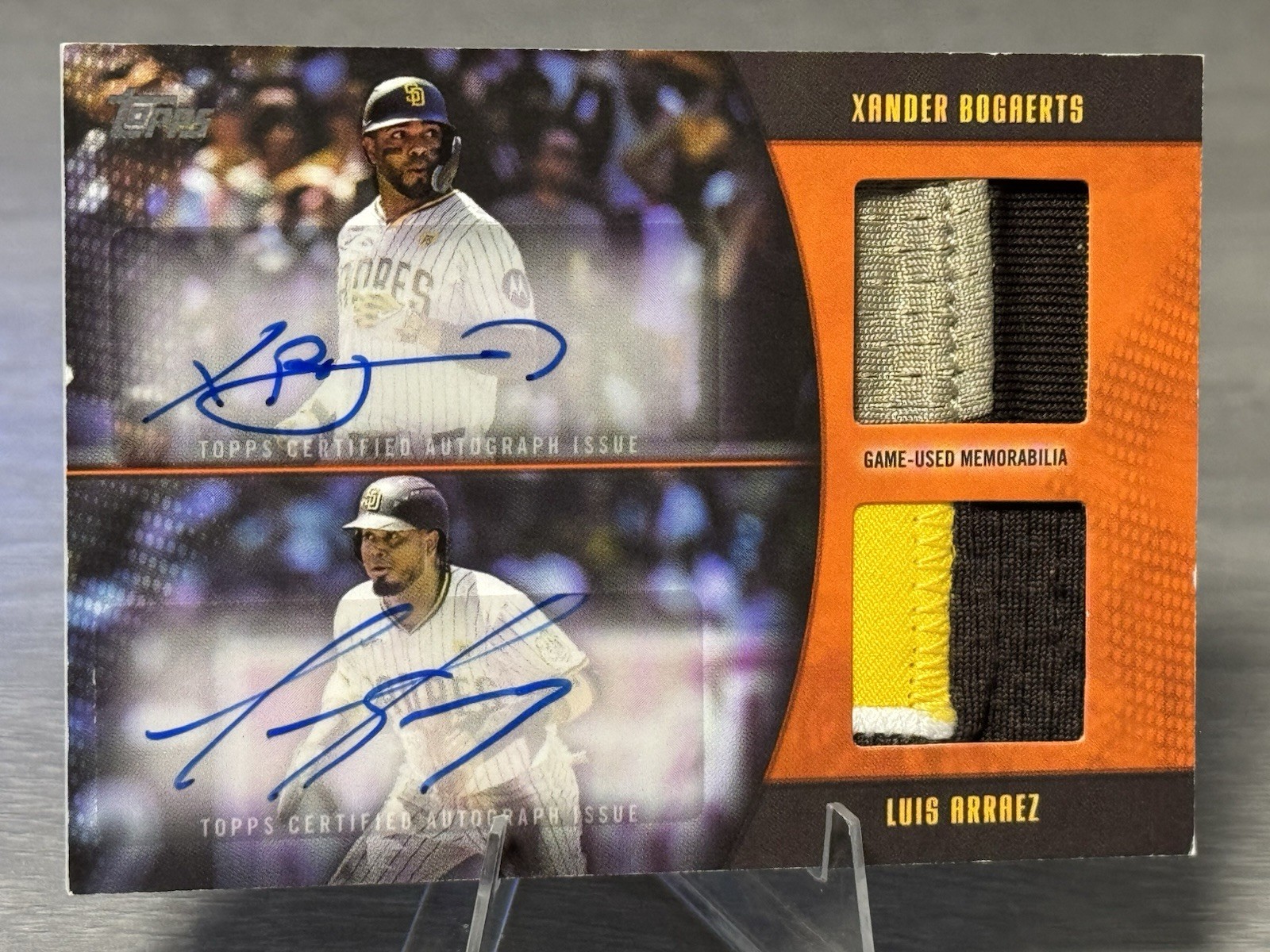 LUIS ARRAEZ/XANDER BOGAERTS 2025 Topps Major League Material Dual Patch AUTO /25 view 3