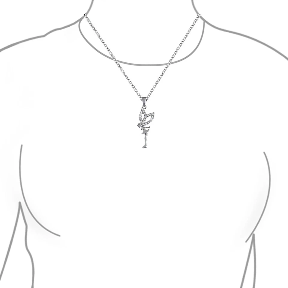 Fairy Angel Cubic Zirconia CZ Pendant .925 Sterling Silver Necklace - Image 3 of 4