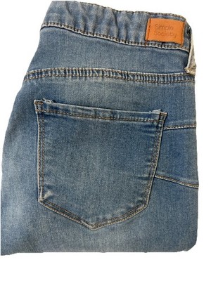 Simple Society Woman s Stretchy Skinny Jeans Size 3/26 Med Blue Button Fly.
