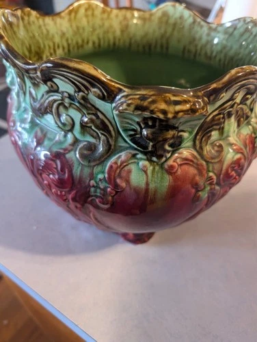 RARE Weller Majolica Fancy Cupid Cherub Jardiniere Planter, 1910, VERY NICE!