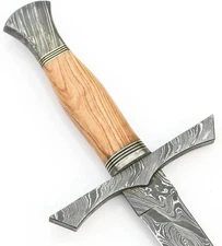 Handmade Damascus Steel Viking Sword | Medieval Sword Gift with Leather Sheath