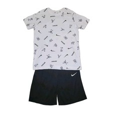 Nike Dri-fit Youth Large AOP Logo Print Tee  Athletic Shorts Activewear Outfit