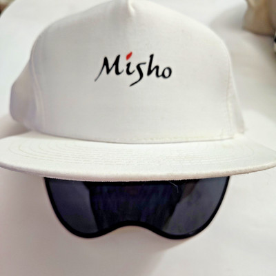 VTG Misho Mohr's Hat White Snapback Visor built-in Sunglasses Shield Cap