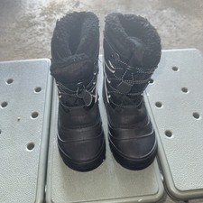 Insulated Kids' Winter Snow Boots Waterproof Black Boots with Faux Fur Lining