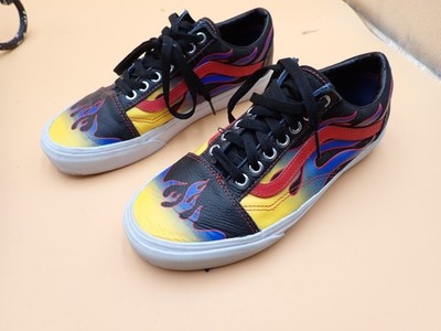 Vans Shoes Mens 7/Womens 8.5 Flames Off The Wall Sneakers Skateboarding Nice con