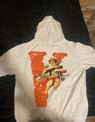 Vlone Angel Bestfreind Hoodie Men's Size Large White Pullover Long Sleeve