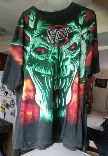 Slayer "Root Of All Evil" All Over Print 2xL Concer 1990s vintage concert t-shirt, vintage, size XXL, single stitch, B+ condition