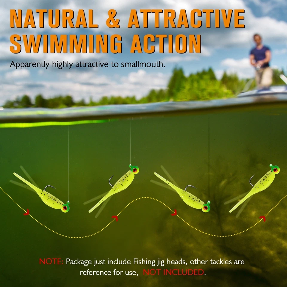 Dovesun 1/16oz Jig Heads for Fishing Hooks Crappie Jigs Walleye, Bass, 40PCS - Image 3 of 4