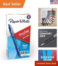 Profile Retractable Ballpoint Pens, Bold Point 1.4mm, Blue Ink, 12 Count - Wr...