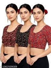 3 PCS Cotton Blouse For Women Crop Top Saree Choli Readymade Blouse Gift