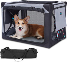 Collapsible Dog Crate 26 Inch Portable Travel Dog Soft Crate with Detachable Sto