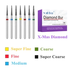 10pc Diamond Bur X-Mas Tree Round End Taper Burs Fine Medium Coarse Grit 852-010