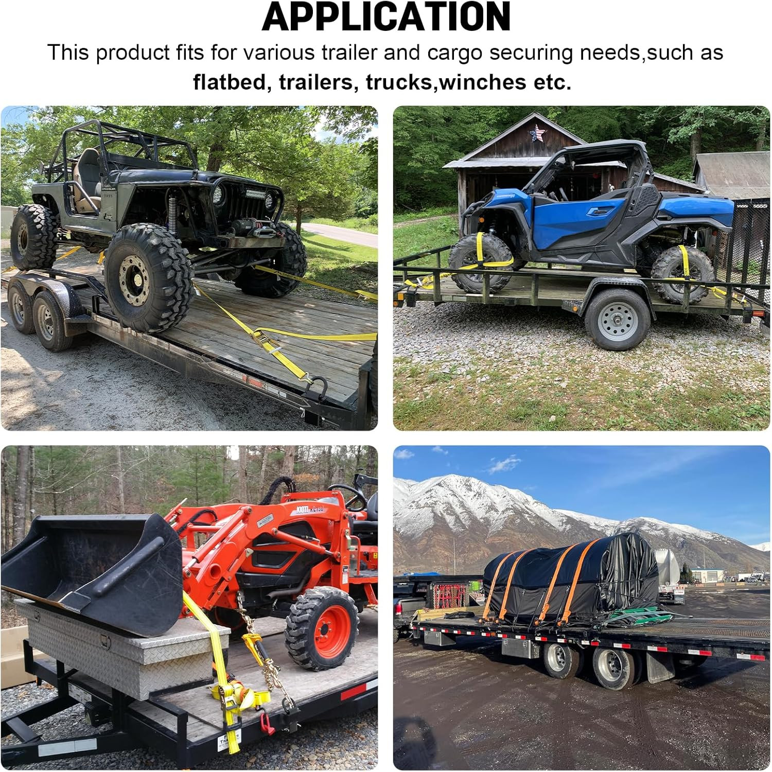 Heavy Duty Trailer Adjustable Stake Pocket D Ring 4 Pack 12,000LBS - Fits 2x4