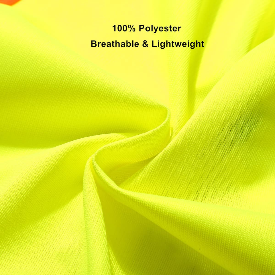 5 Pockets High Visibility Safety Vest,Zipper Closure, Work Safety Gear