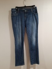 Apostrophe Premium Woman's Jeans Size 4 Dark Wash Distressed Pockets Stretch