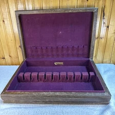 WM ROGERS & SON Original Rogers Silverplate Felt Lined Wood Flatware Chest