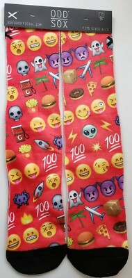 NEW! Odd Sox EMOJI Faces Aliens Pizza Crew Socks Men's Sz 6-13 Cute Fun Gift 