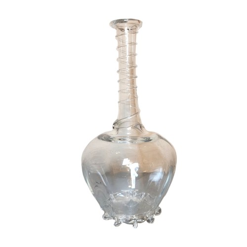 Juliska “Naomi” Signed Mouth Blown Signed Art Glass Clear Bud Flower Vase - Picture 5 of 7