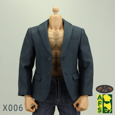 1/6 Men's Blue Suit Coat Top  Male Jacket Clothes For 12''Muscle Figure Body Toy