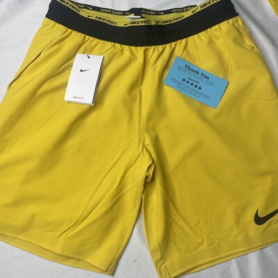 Nike Pro Men Size M Dri-FIT Flex Rep Training Shorts Yellow DD1700-709 New