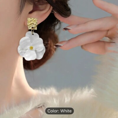 Vintage White Tiger Eye Resin Stone Dangle Earrings for Women Fashion Jewelry