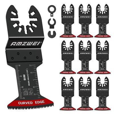 10 Pcs Bi-Metal Oscillating Tool Blades Metal Cutting, 1-3/4'' Curved Edge Multit