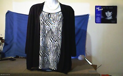 White & Stag woman's layered top, XXL (20), Zebra stripes with black cover.