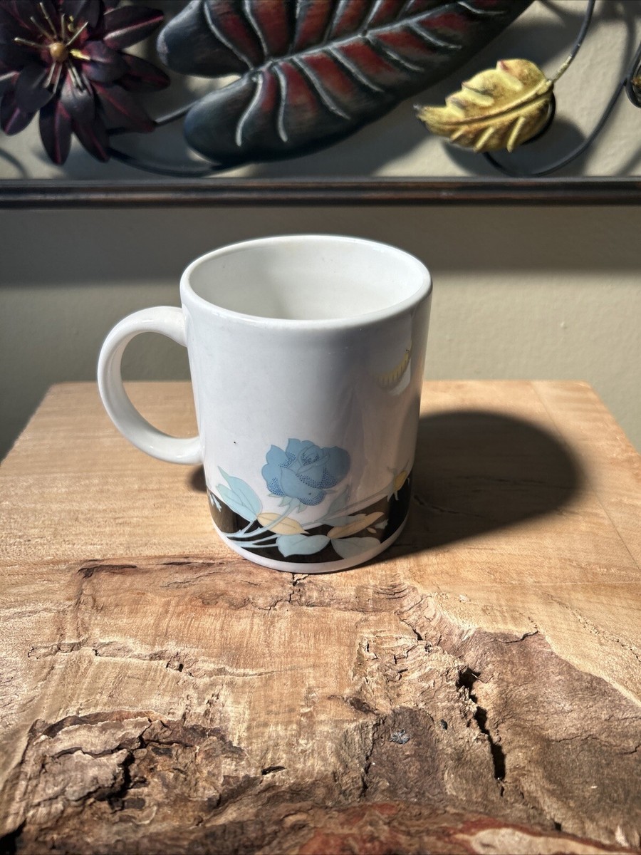 Vintage Blue Rose Floral Coffee Mug | eBay