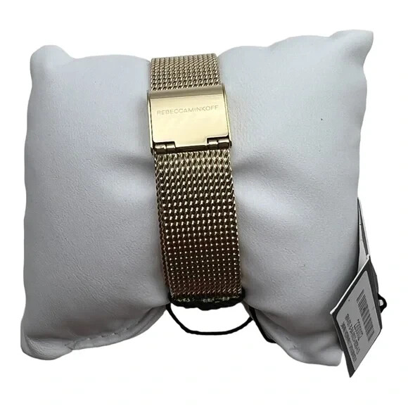 Rebecca Minkoff Gold-Tone Major Watch Mesh Studded Strap  display picture 2