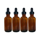 2oz Amber Glass Bottles for Essential Oils with Glass Eye Dropper - Pack of 4