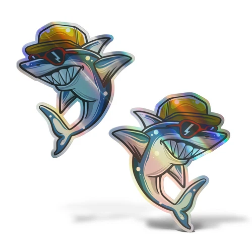X2 Sticker Sharks Adhesive Car Moto Motorhome Offroad Helmet Bonnet 4x4 Jeep