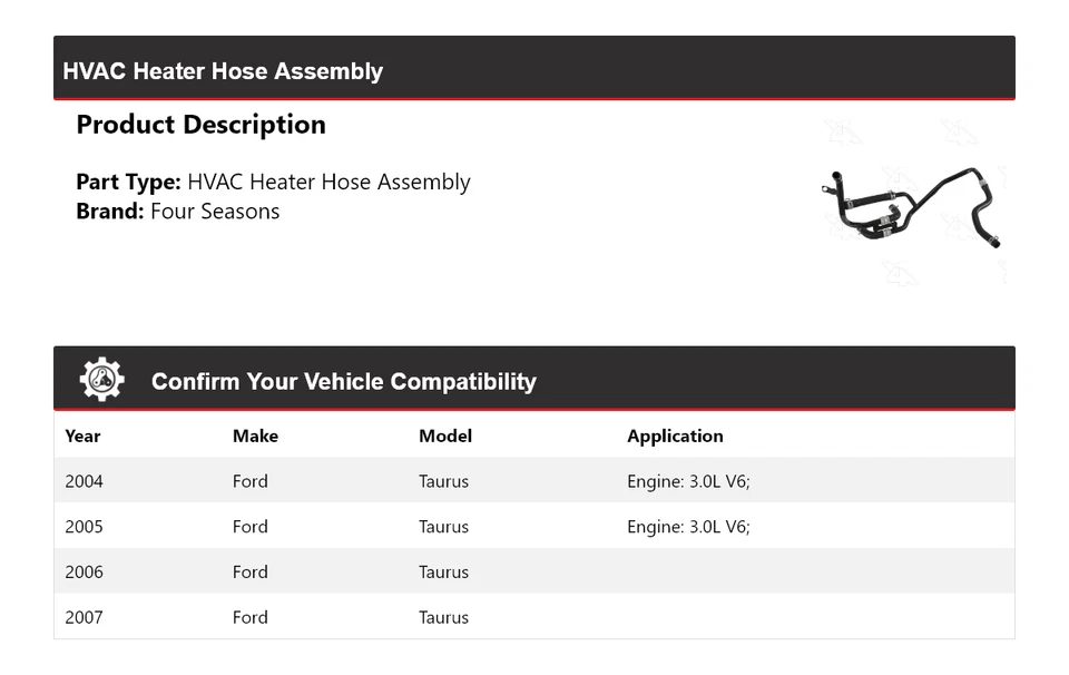 Conjunto de manguera de calefacción para Ford Taurus 2004-2007 4 estaciones 2005 2006 Foto 2 de 4