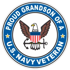 U.S. Navy Veteran Proud Grandson Bumper Sticker Military Vinyl Soldier Decal 5"