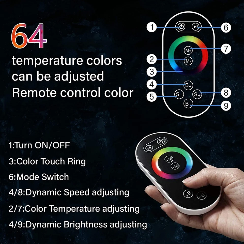 Thermostatic Shower Faucet Set LED Rain&Waterfall Head Combo Massage System Kit - Image 4 of 4