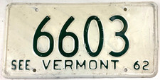 Vermont 1962 Auto License Plate Tag 4 Digit 6603 Man Cave Collector Wall Decor