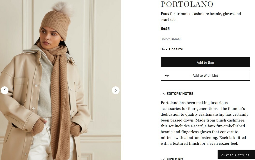 Portolano/Net-a-Porter 100% cashmere scarf, hat, gloves set  display picture 3