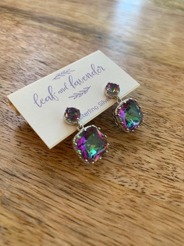 Leaf And Levander Silver Earrings Retail $58 - Picture 2 of 11