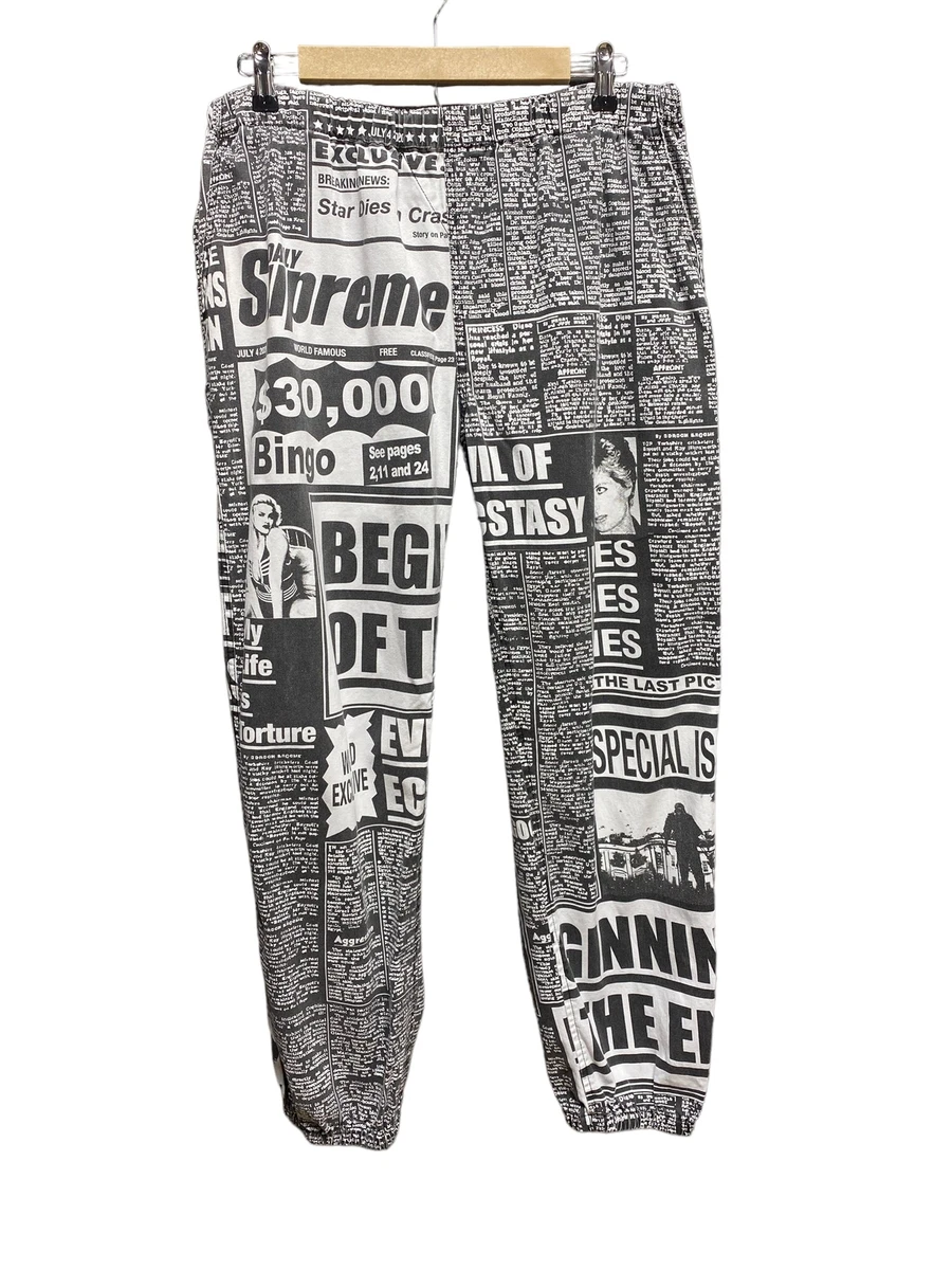 Supreme Newsprint Skate Pant Joggers Size Large eBay