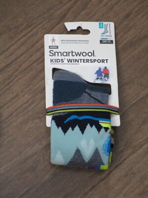 SMARTWOOL KIDS MOUNTAIN MOOSE FULL CUSHION PEWTER BLUE OTC SOCKS SIZE SMALL NEW